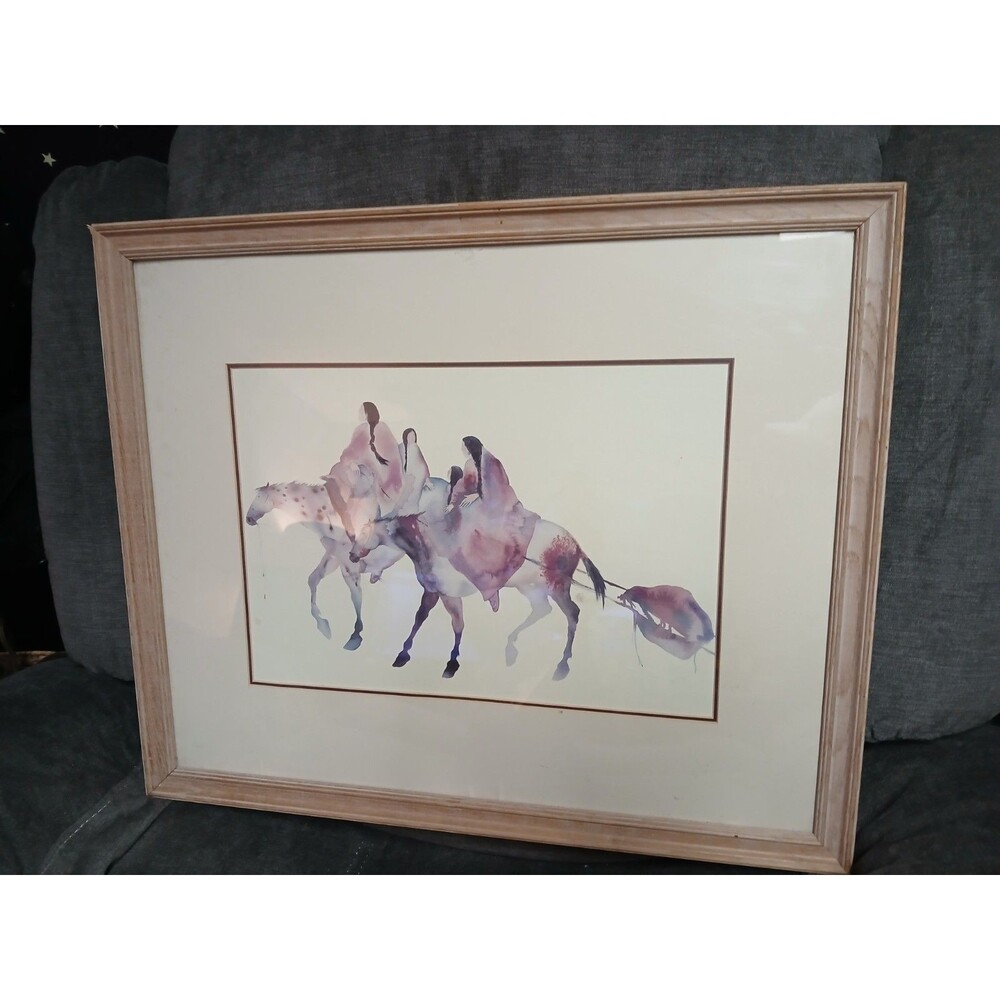 Vintage 20 X 24 Matted Carol Grigg Framed Print Southwestern Southwest Horse Art